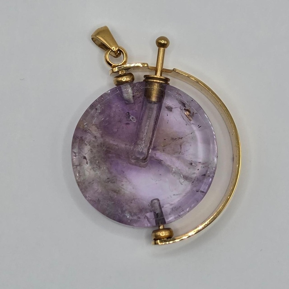 Amethyst Perfume Bottle Pendant Women OS Purple Good Gold Tone Scent Vial Round